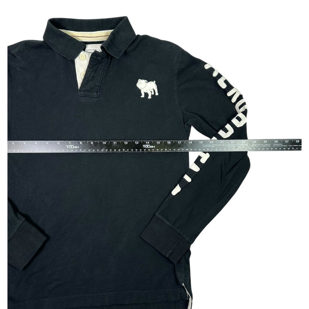 Aeropostale Men's Long Sleeve Polo Black Bulldog Graphic Logo Small - Picture 7 of 9